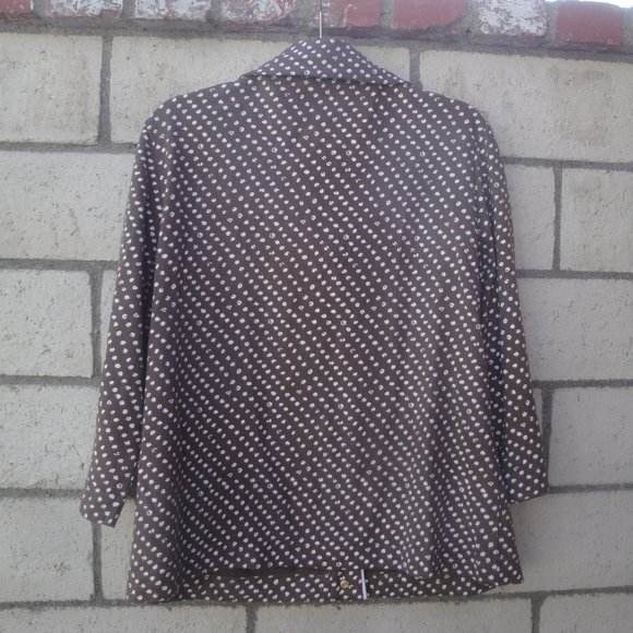 Drapers & Damons Women's Jacket Brown with white polka dot Snap up Front Large - Picture 3 of 3